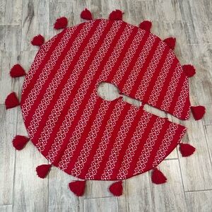 Wondershop 48in Red Fair Isle Knit Christmas Tree Skirt with Tassels